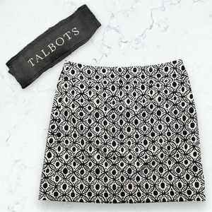Talbots Black and White Geometric Print Mini Skirt Size 8
